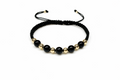 Handcrafted black macrame bracelet with 14K gold beads and black onyx stones