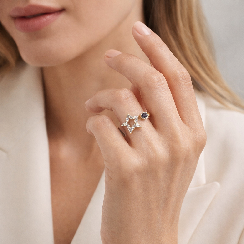 14K Yellow Gold Sapphire & Diamond Ring