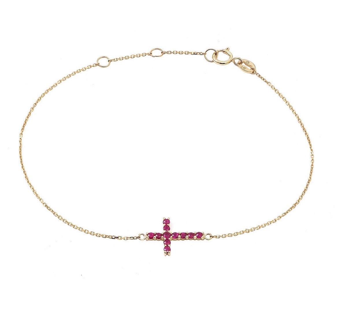 14K Yellow Gold Bracelet & Emerald Cross