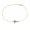 14K Yellow Gold Bracelet & Emerald Cross