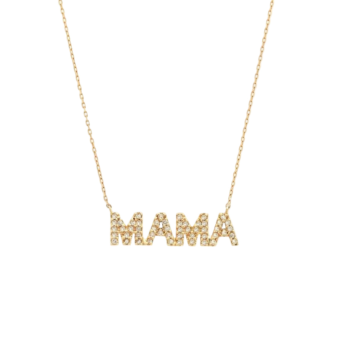 14K Yellow Gold “MAMA” Diamond Name Necklace