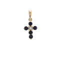 14K Yellow Gold Cross Pendant with Sapphires and Diamond