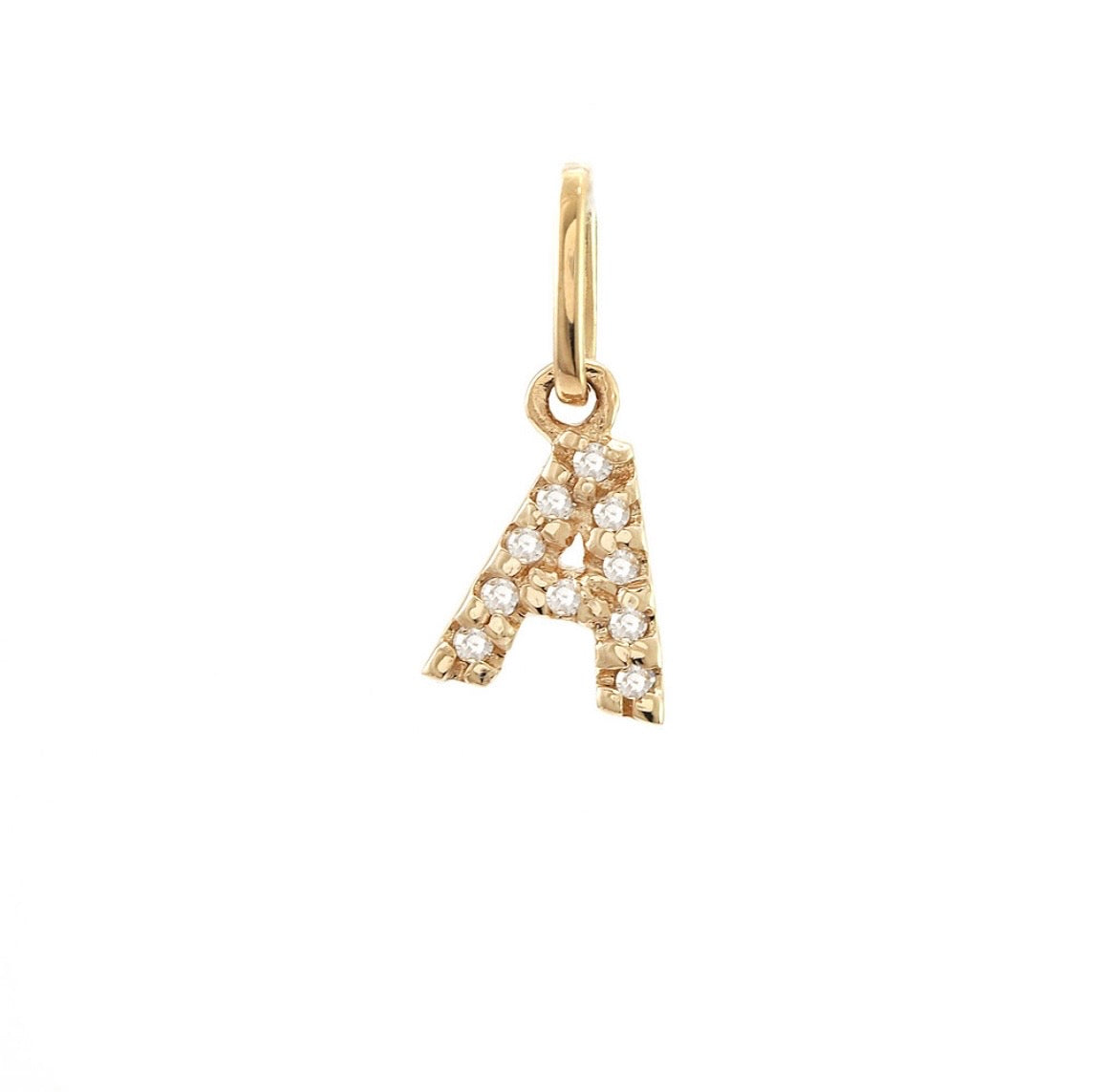14K Yellow Gold Diamond Initial Pendant, A to Z Letters