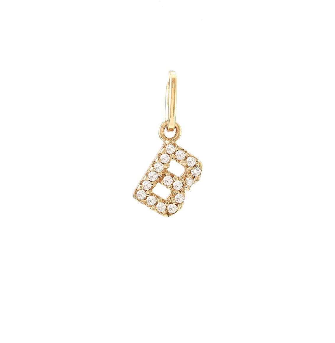 14K Yellow Gold Diamond Initial Pendant, A to Z Letters