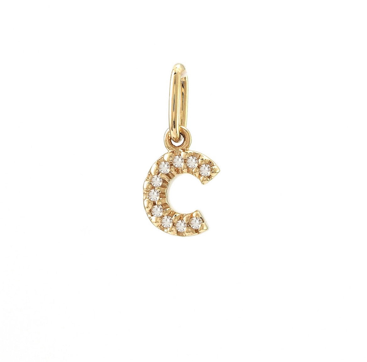 14K Yellow Gold Diamond Initial Pendant, A to Z Letters