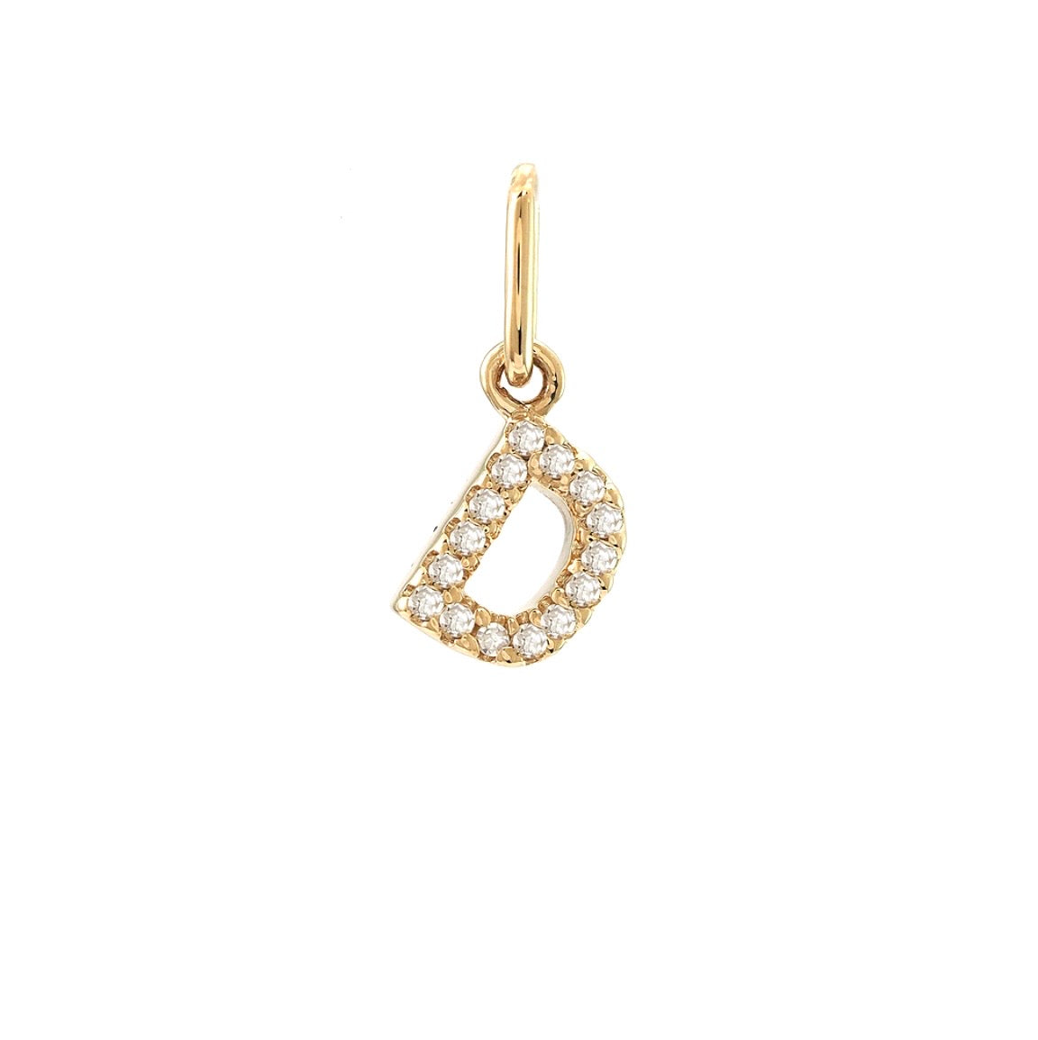 14K Yellow Gold Diamond Initial Pendant, A to Z Letters