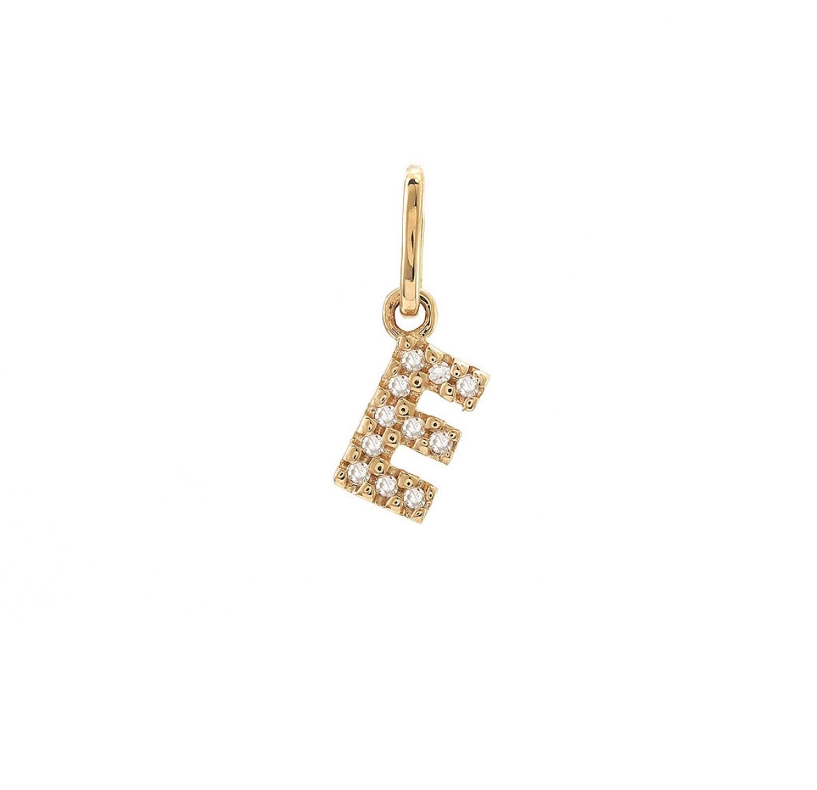 14K Yellow Gold Diamond Initial Pendant, A to Z Letters