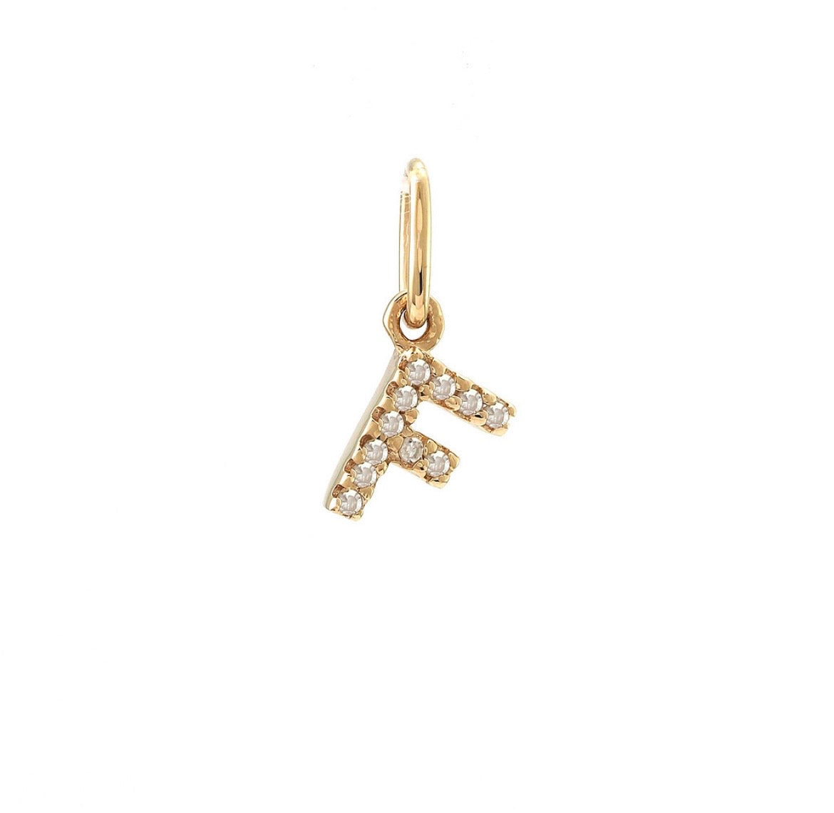 14K Yellow Gold Diamond Initial Pendant, A to Z Letters