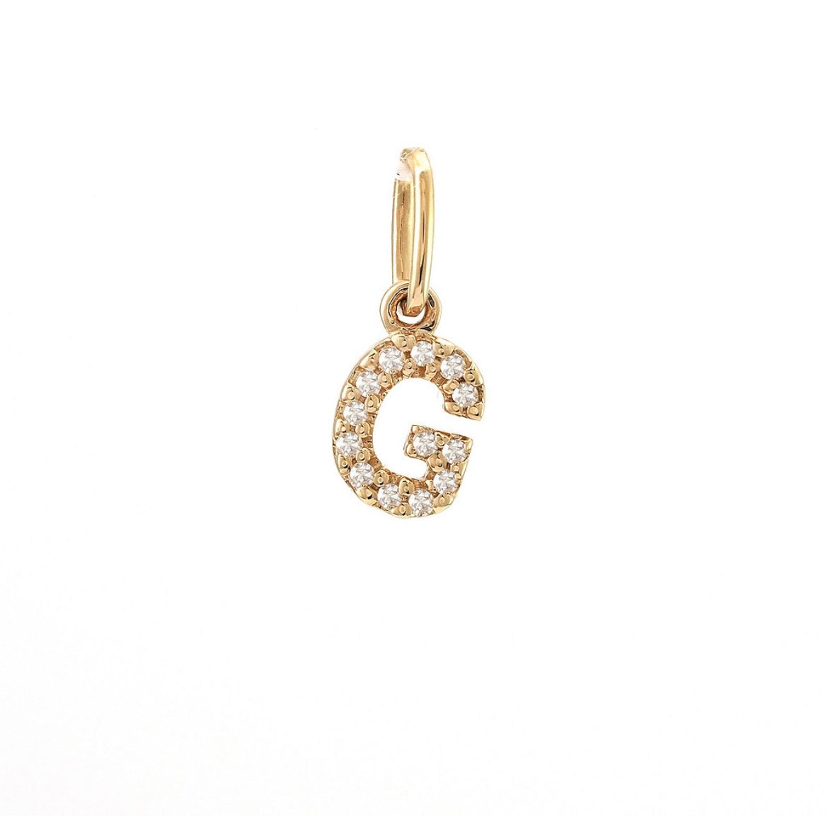 14K Yellow Gold Diamond Initial Pendant, A to Z Letters