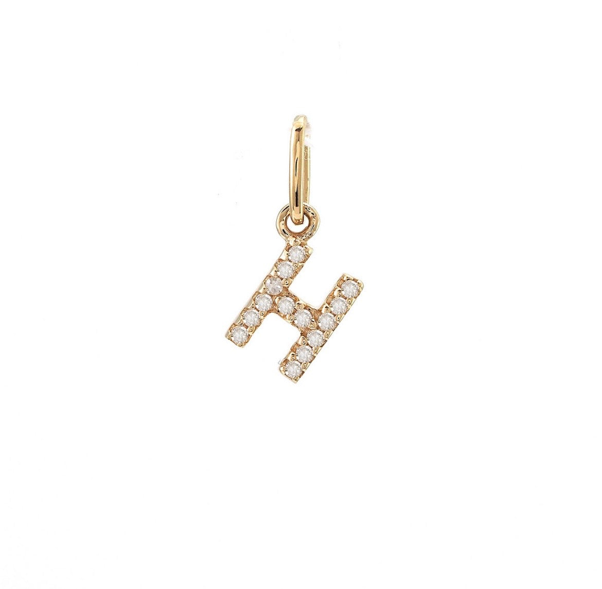14K Yellow Gold Diamond Initial Pendant, A to Z Letters