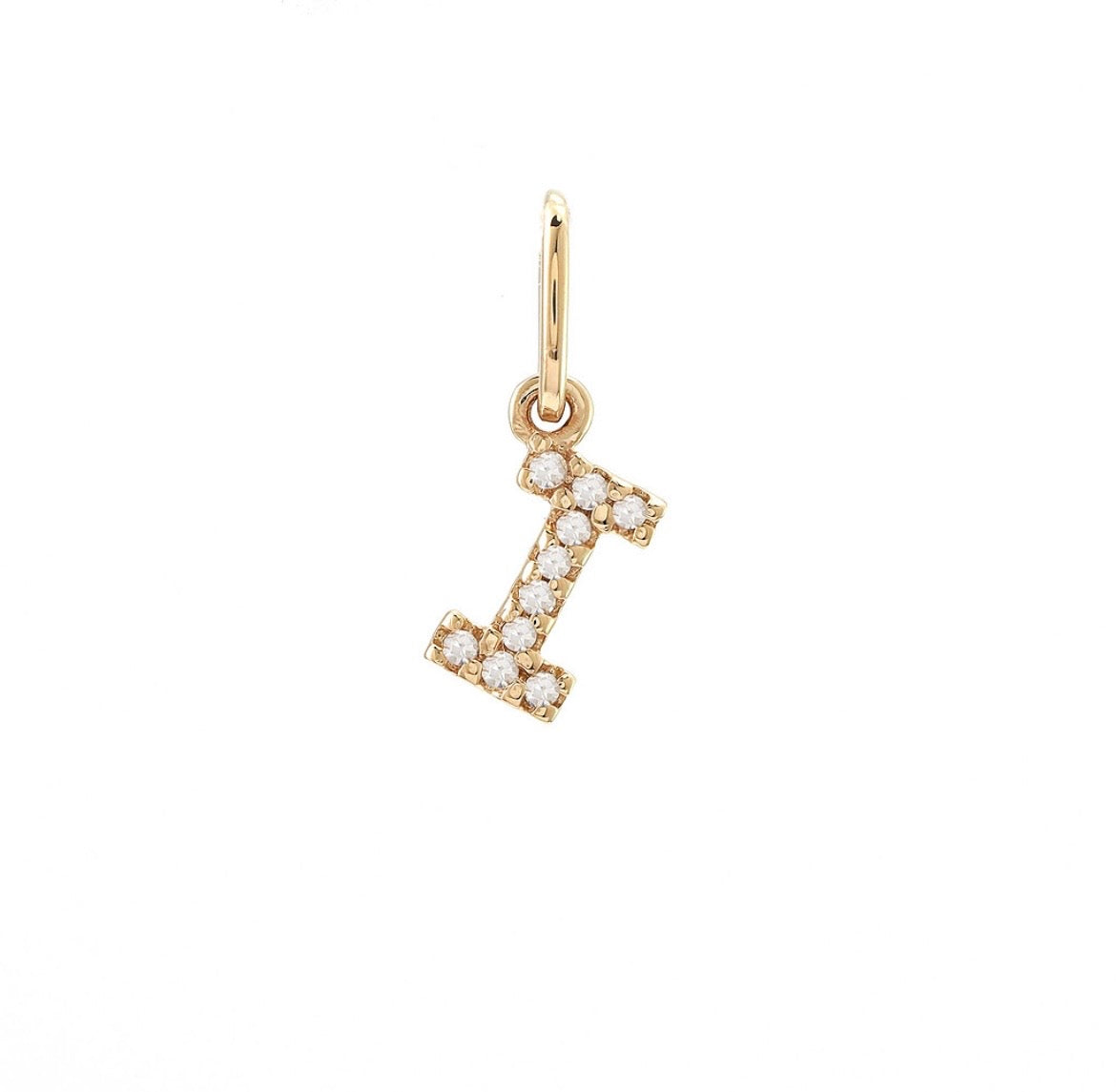 14K Yellow Gold Diamond Initial Pendant, A to Z Letters