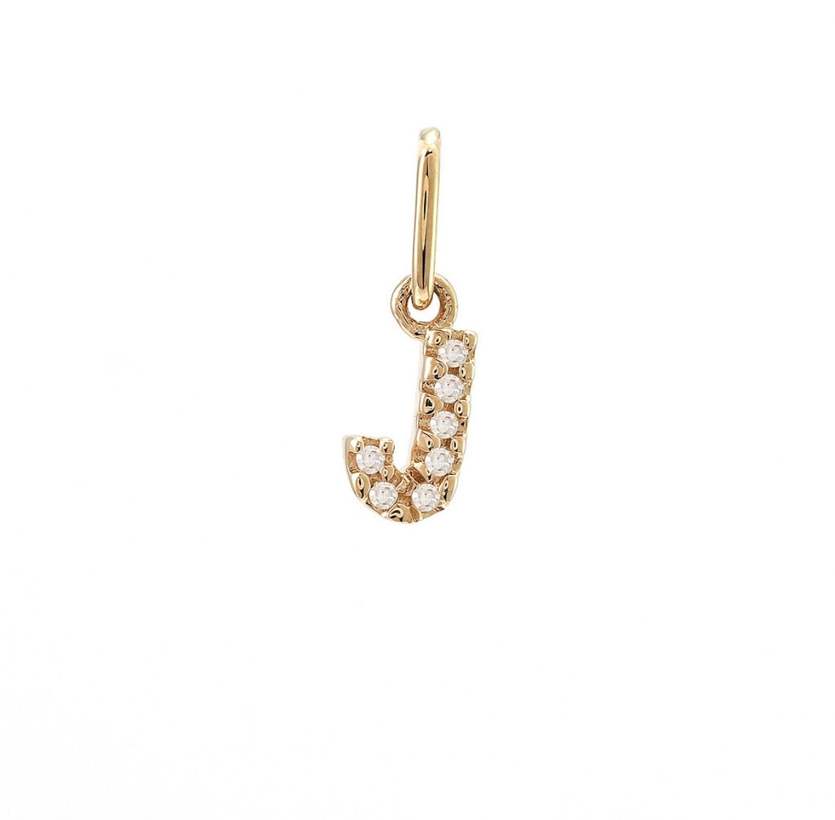 14K Yellow Gold Diamond Initial Pendant, A to Z Letters