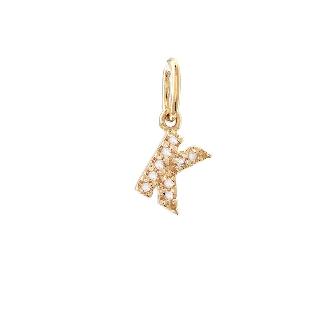 14K Yellow Gold Diamond Initial Pendant, A to Z Letters