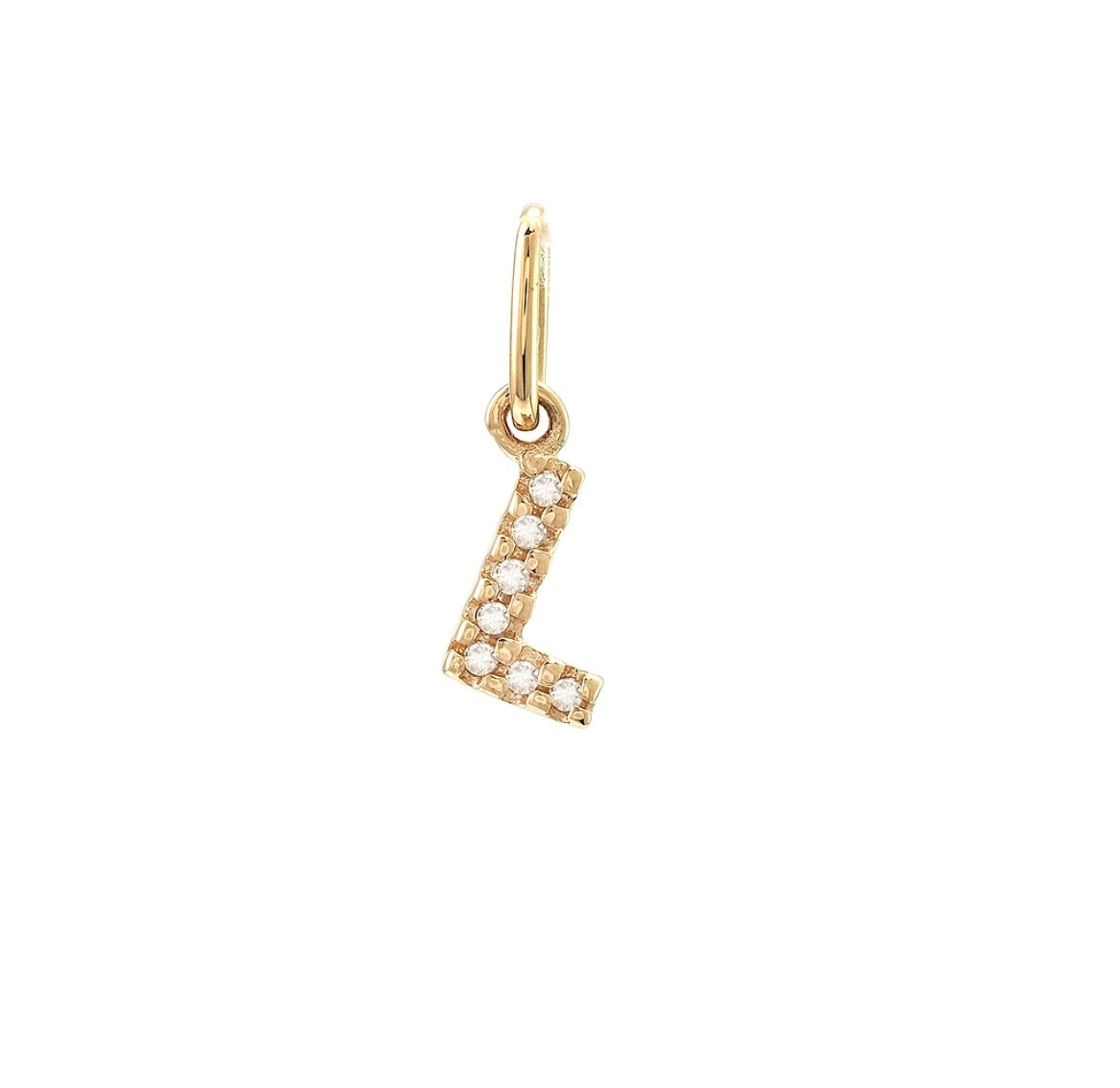 14K Yellow Gold Diamond Initial Pendant, A to Z Letters