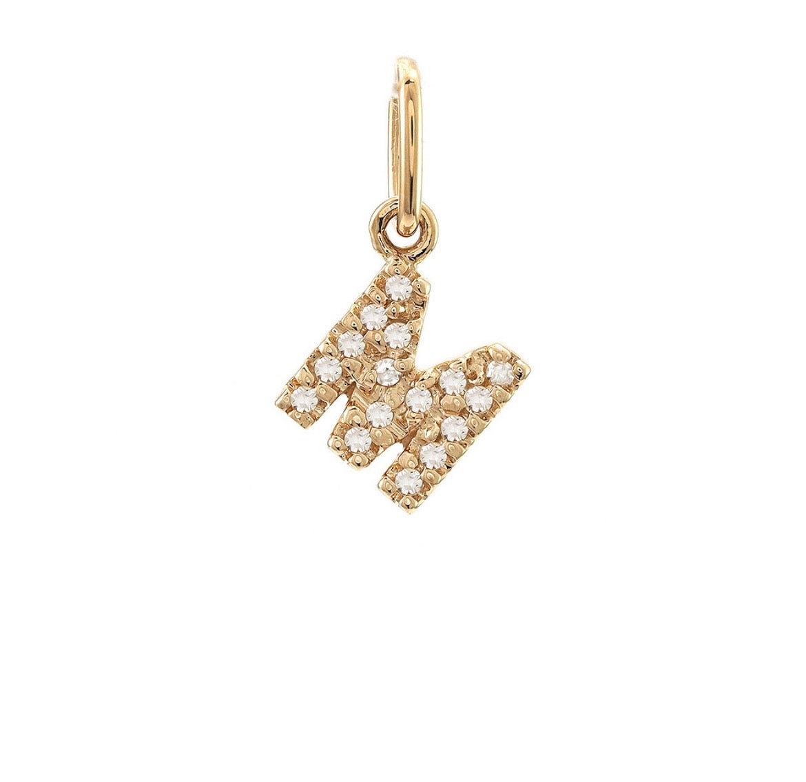 14K Yellow Gold Diamond Initial Pendant, A to Z Letters