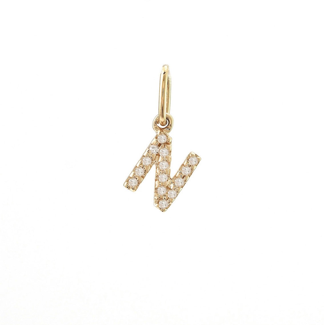 14K Yellow Gold Diamond Initial Pendant, A to Z Letters