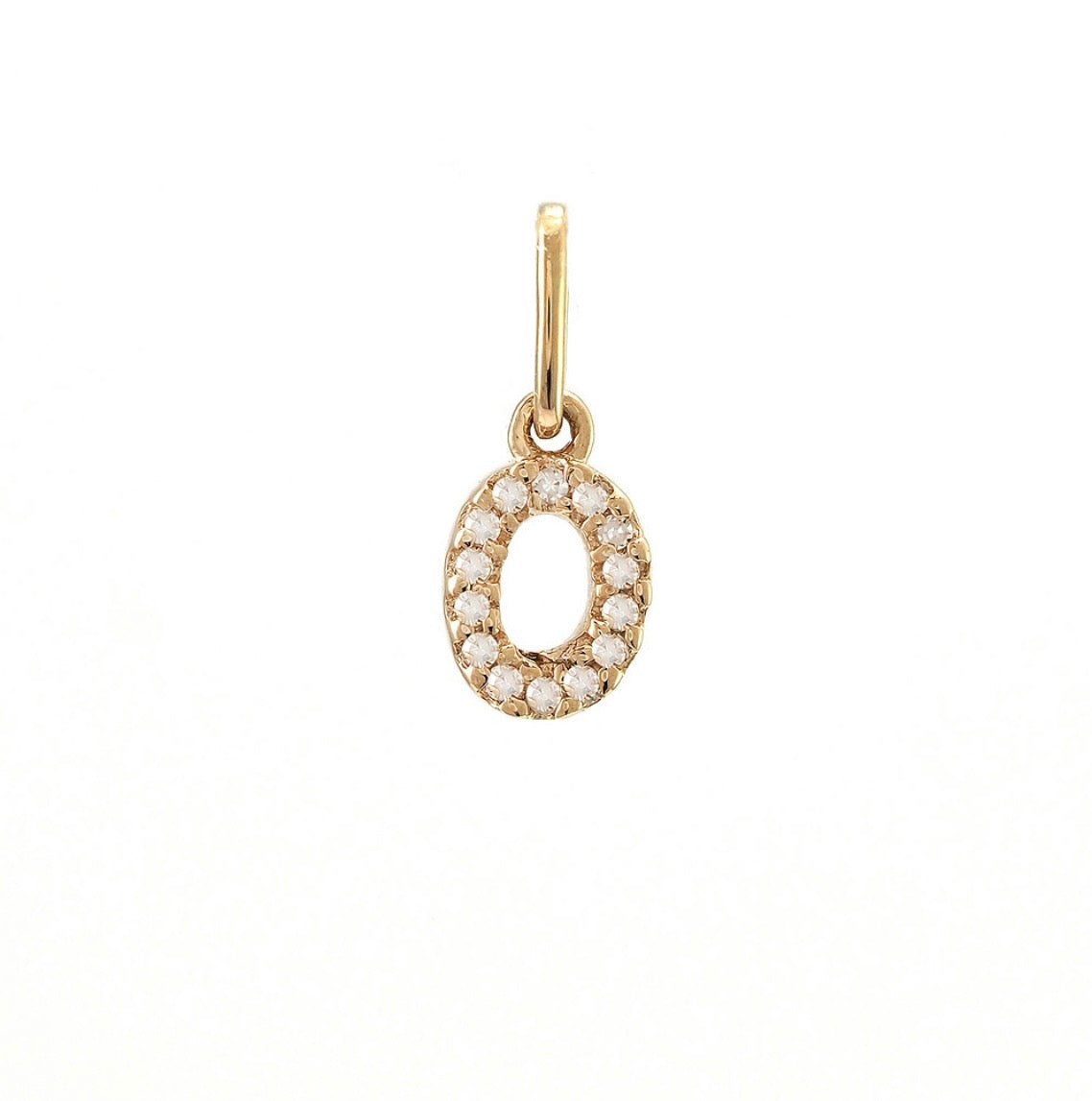 14K Yellow Gold Diamond Initial Pendant, A to Z Letters