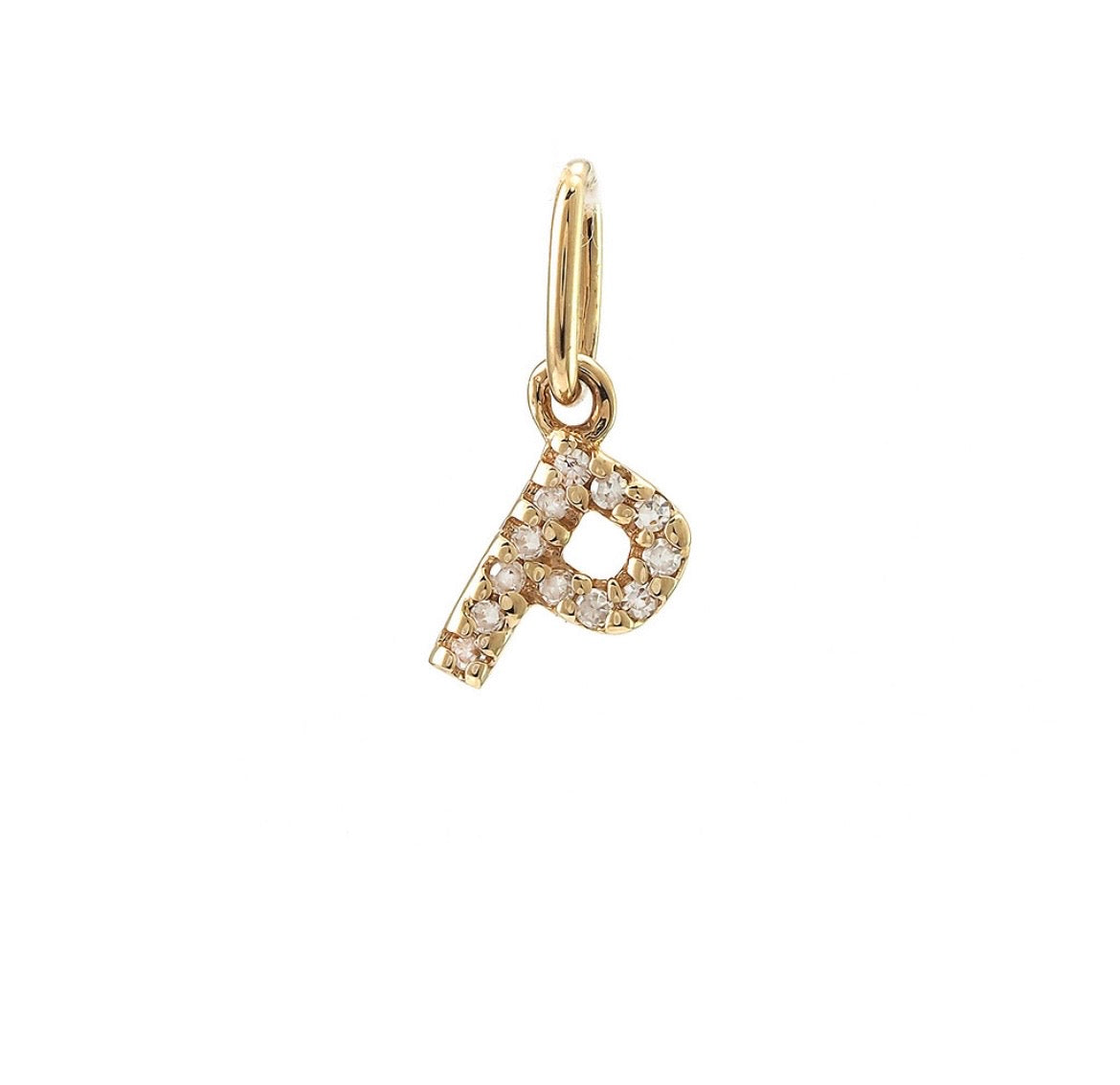 14K Yellow Gold Diamond Initial Pendant, A to Z Letters