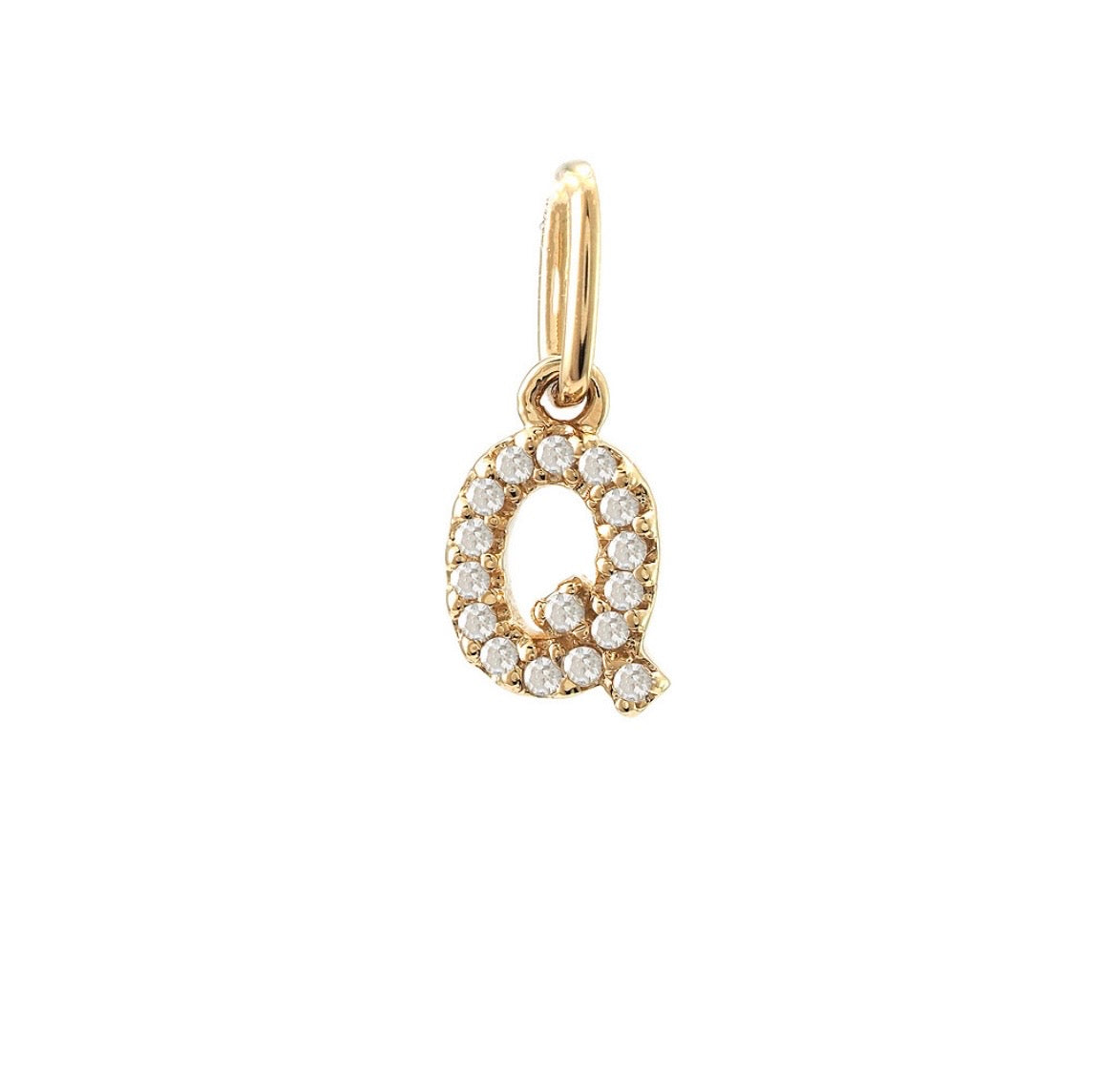 14K Yellow Gold Diamond Initial Pendant, A to Z Letters