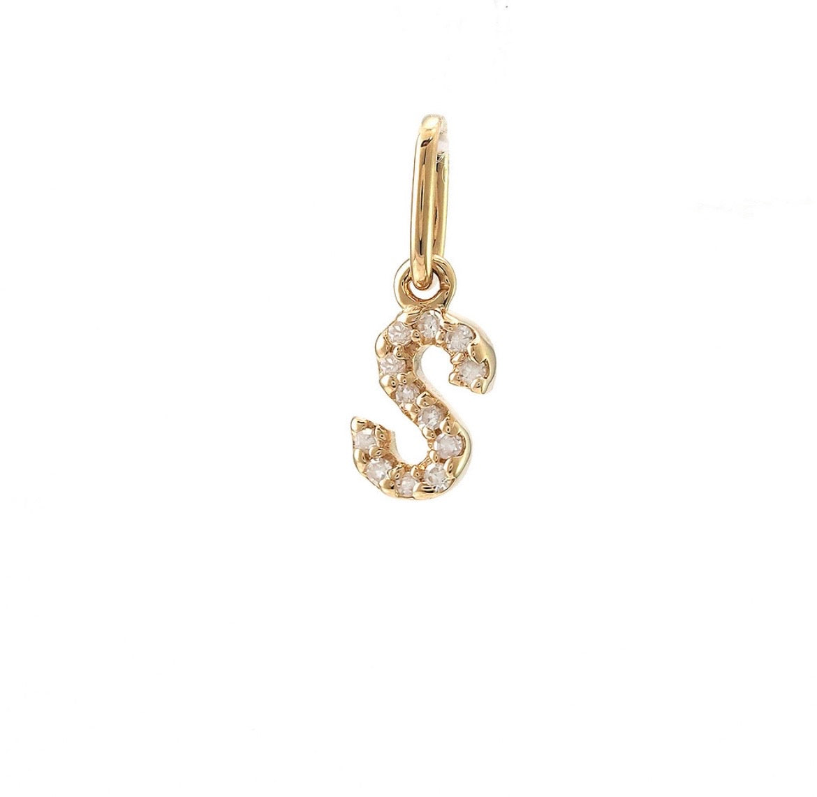 14K Yellow Gold Diamond Initial Pendant, A to Z Letters