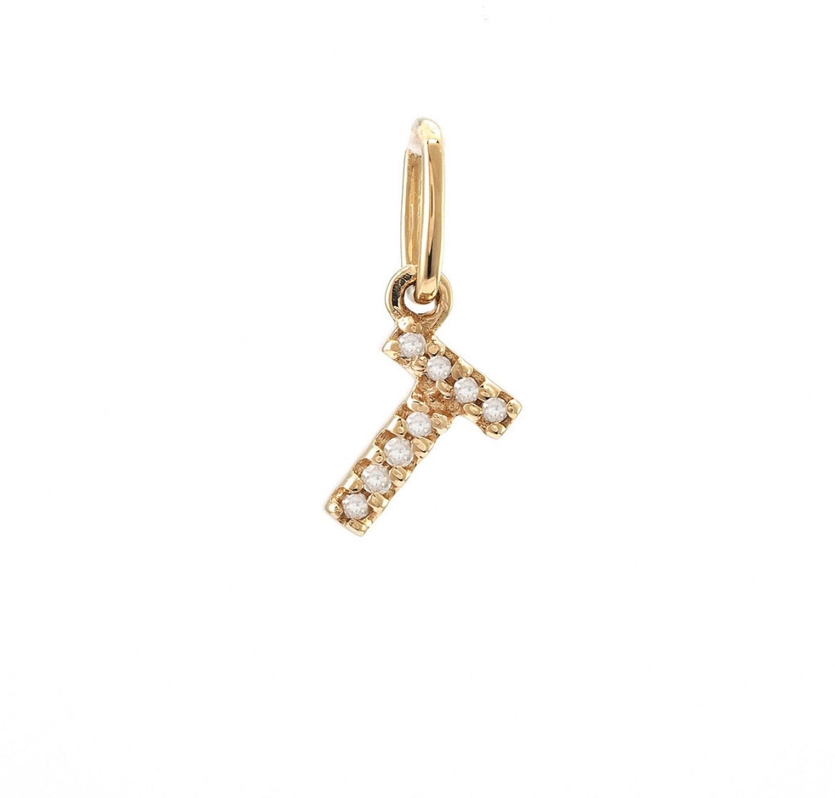 14K Yellow Gold Diamond Initial Pendant, A to Z Letters