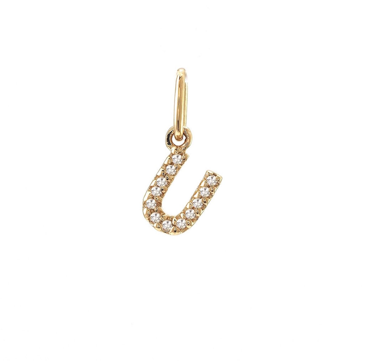 14K Yellow Gold Diamond Initial Pendant, A to Z Letters