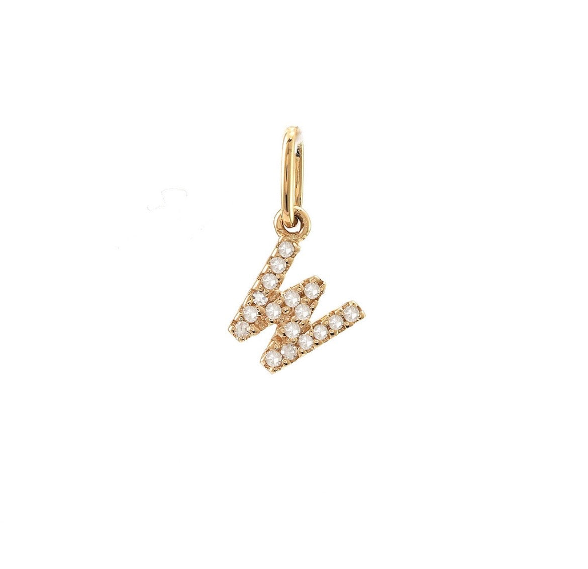 14K Yellow Gold Diamond Initial Pendant, A to Z Letters