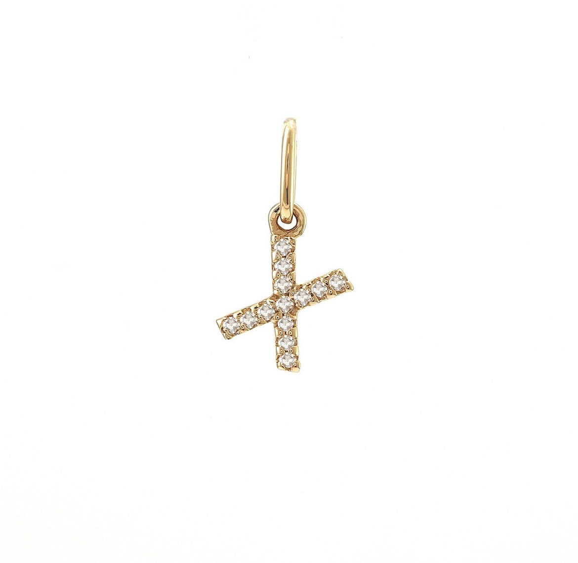 14K Yellow Gold Diamond Initial Pendant, A to Z Letters
