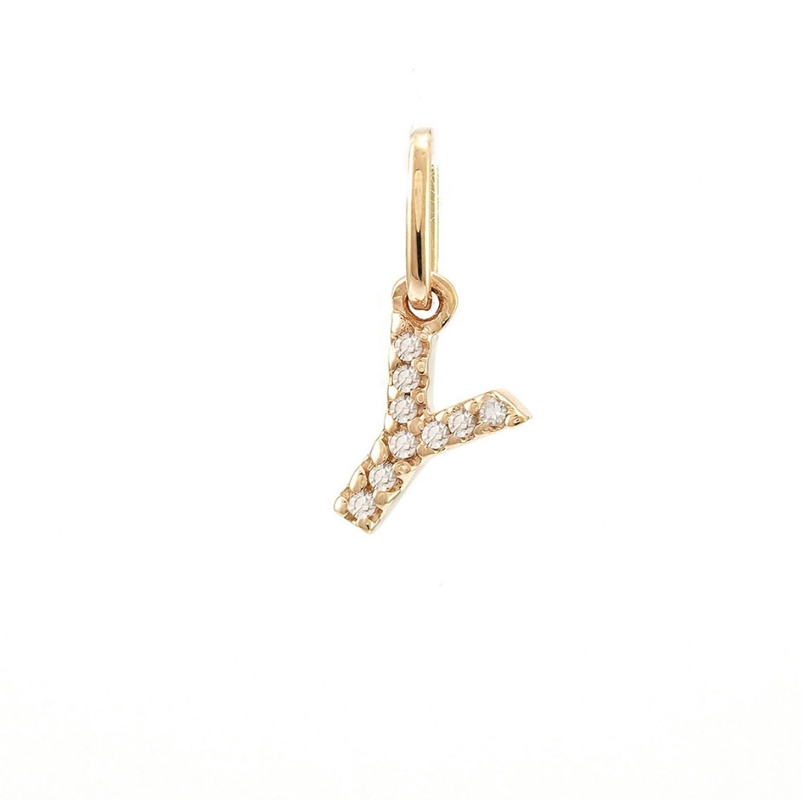 14K Yellow Gold Diamond Initial Pendant, A to Z Letters