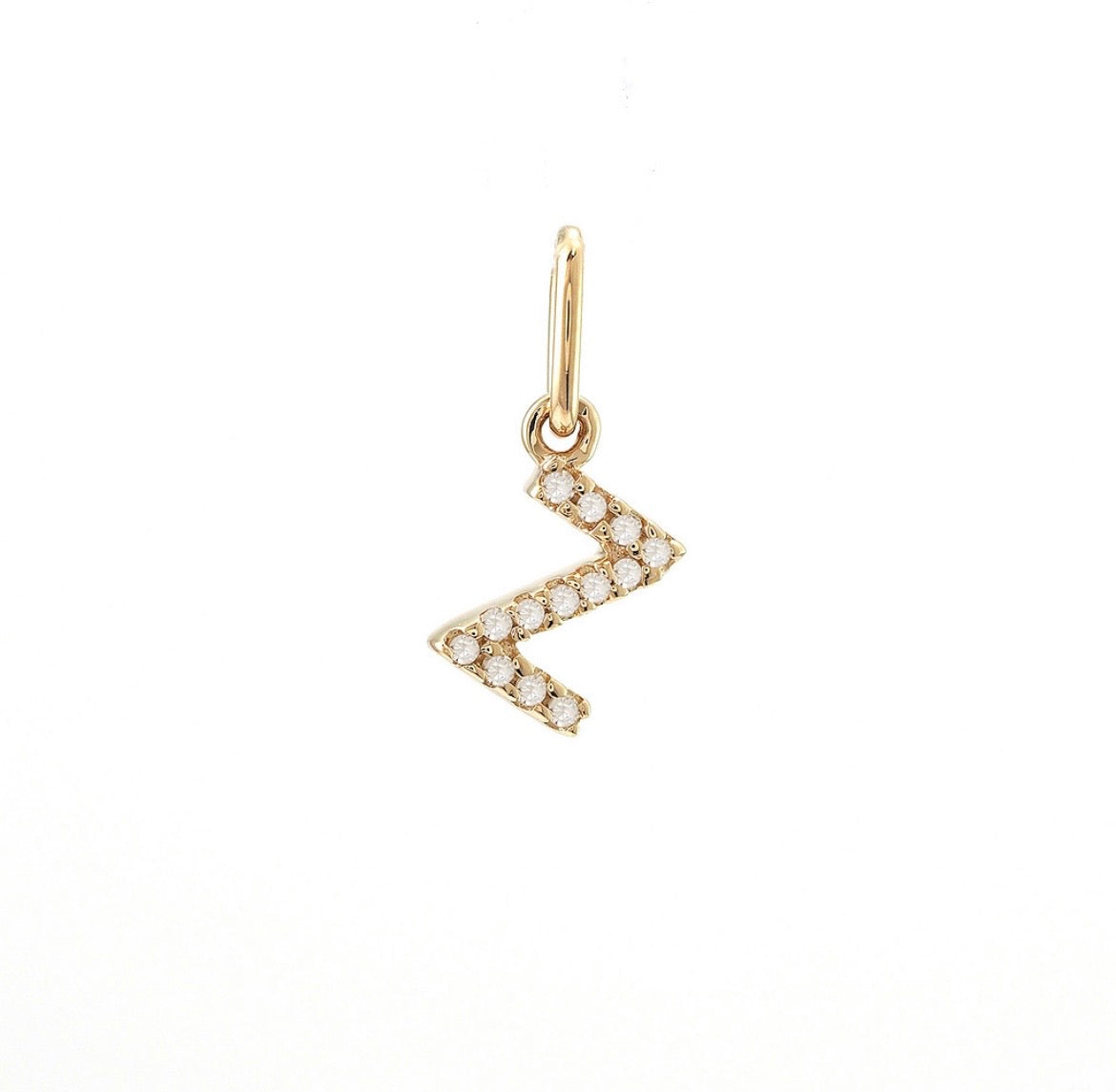 14K Yellow Gold Diamond Initial Pendant, A to Z Letters