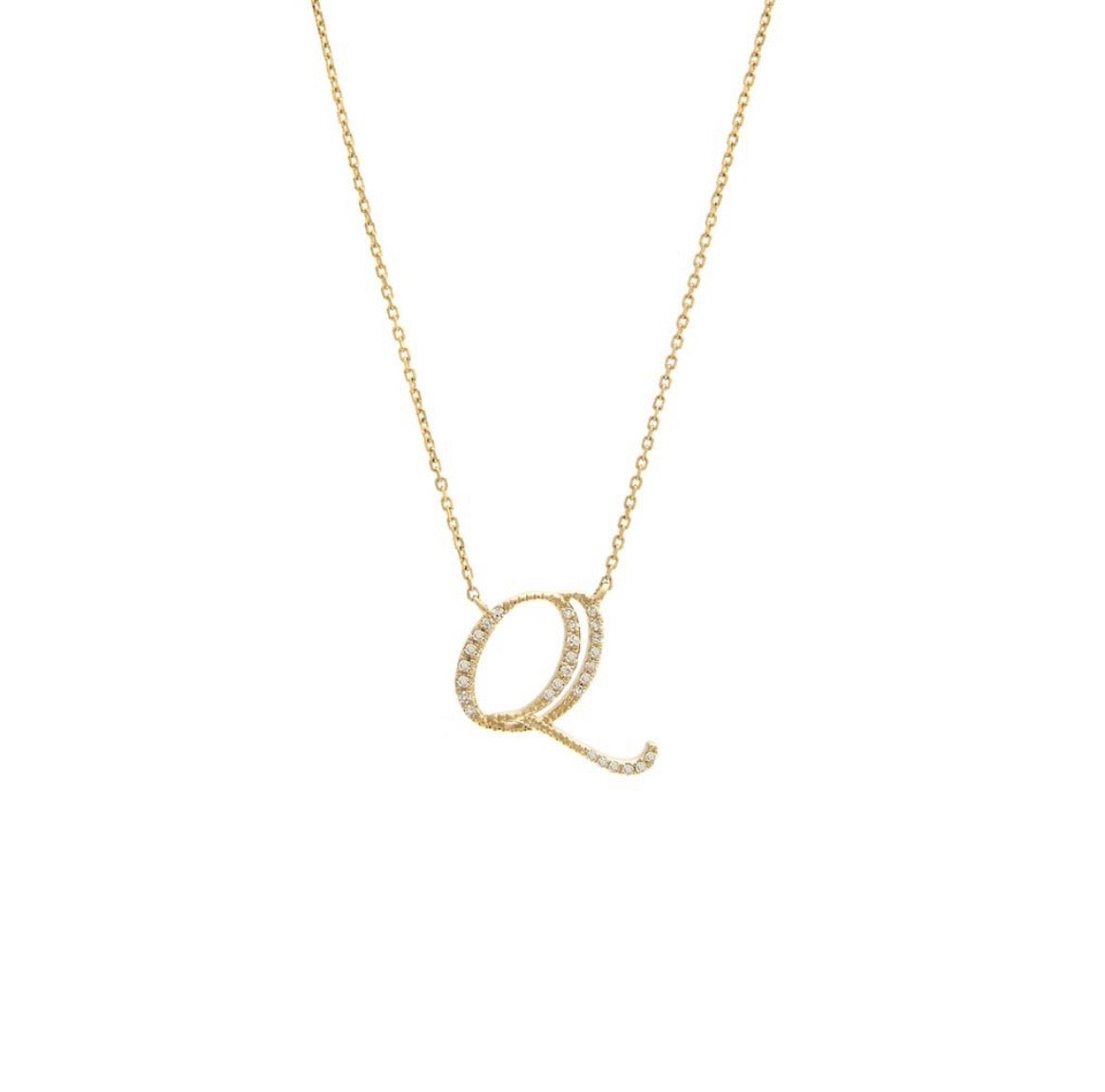 14K Yellow Gold Diamond Initial Necklace (A–Z)
