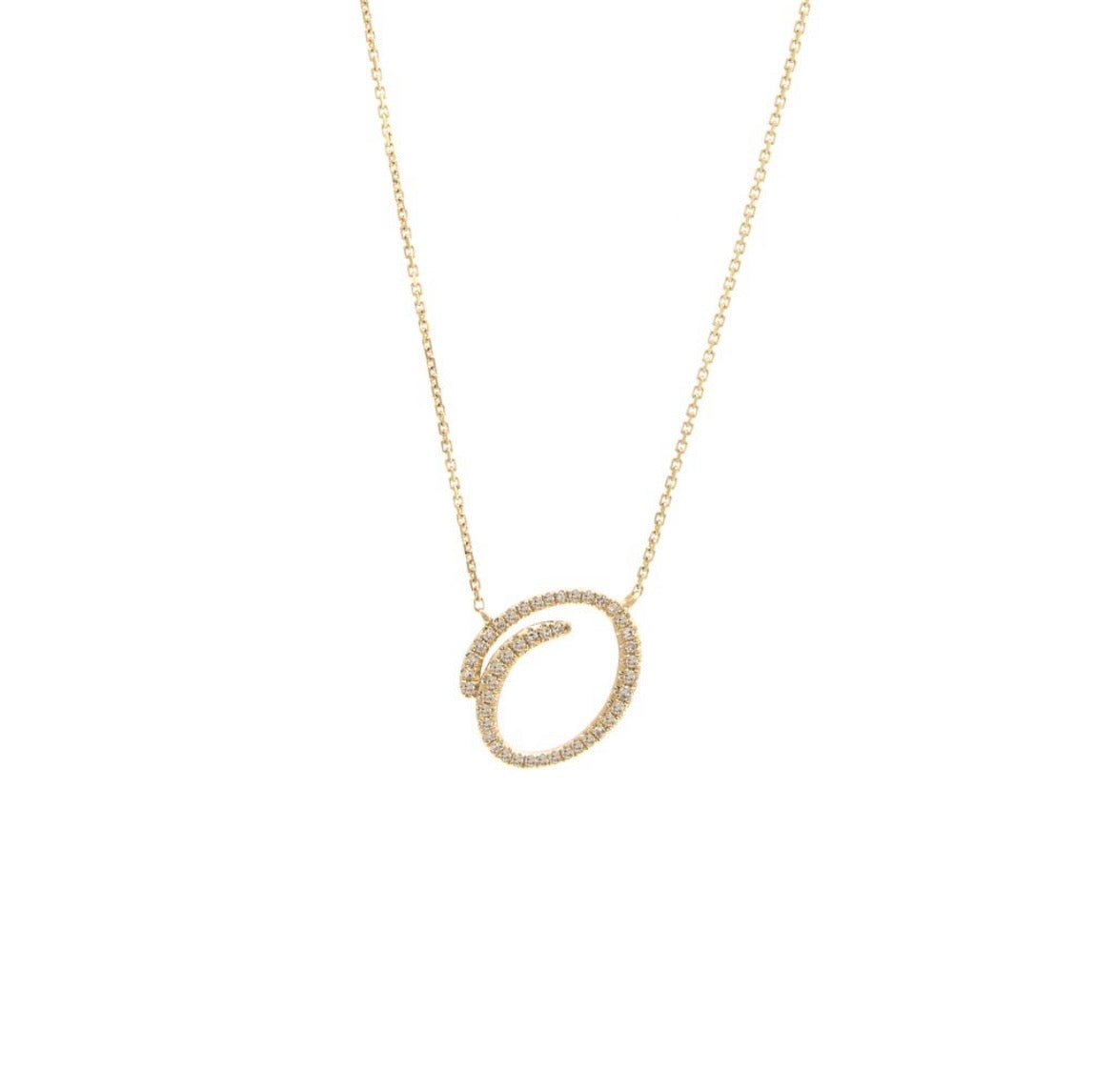 14K Yellow Gold Diamond Initial Necklace (A–Z)