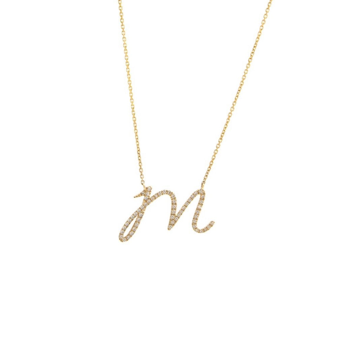 14K Yellow Gold Diamond Initial Necklace (A–Z)