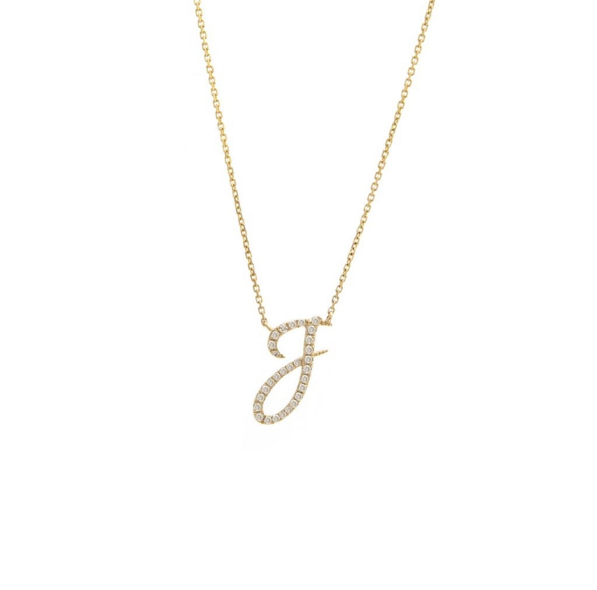 14K Yellow Gold Diamond Initial Necklace (A–Z)