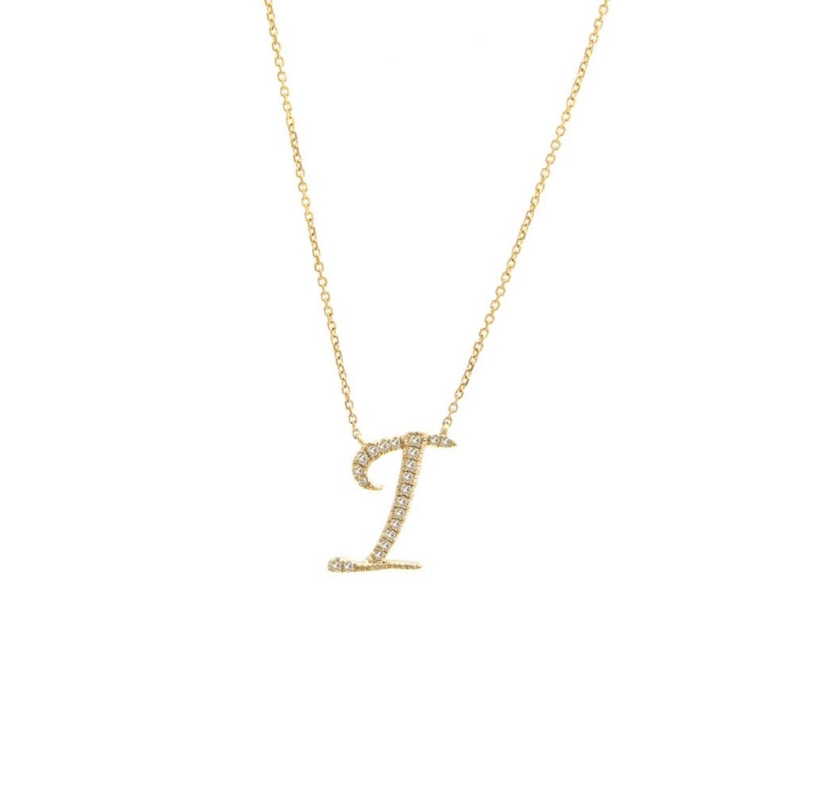 14K Yellow Gold Diamond Initial Necklace (A–Z)