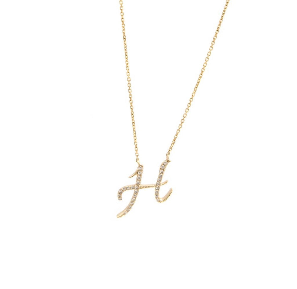 14K Yellow Gold Diamond Initial Necklace (A–Z)
