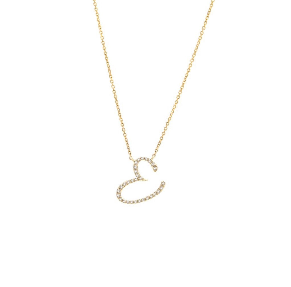 14K Yellow Gold Diamond Initial Necklace (A–Z)