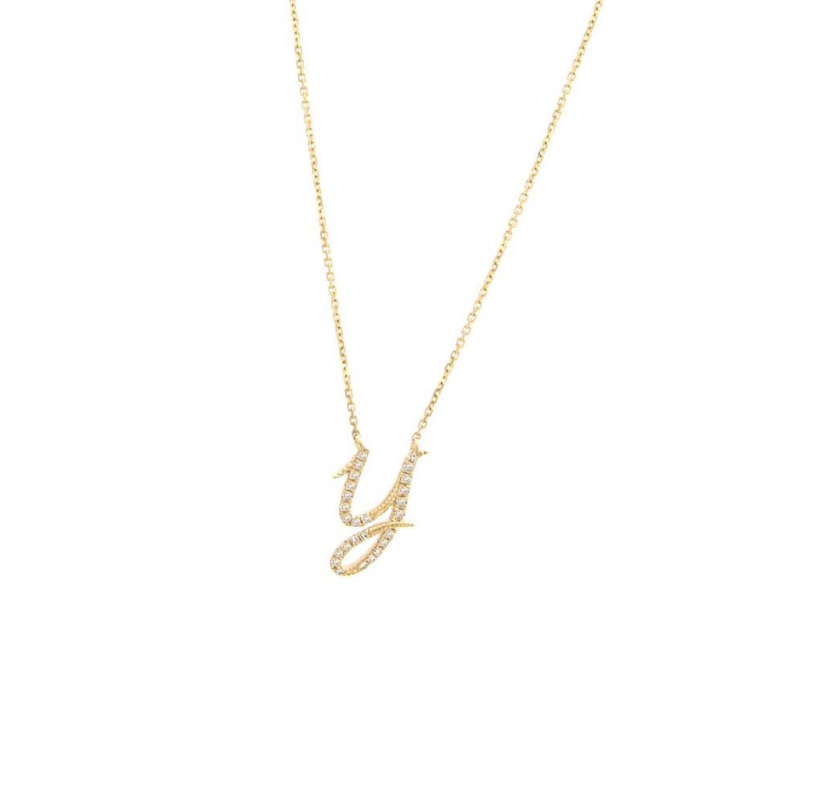 14K Yellow Gold Diamond Initial Necklace (A–Z)