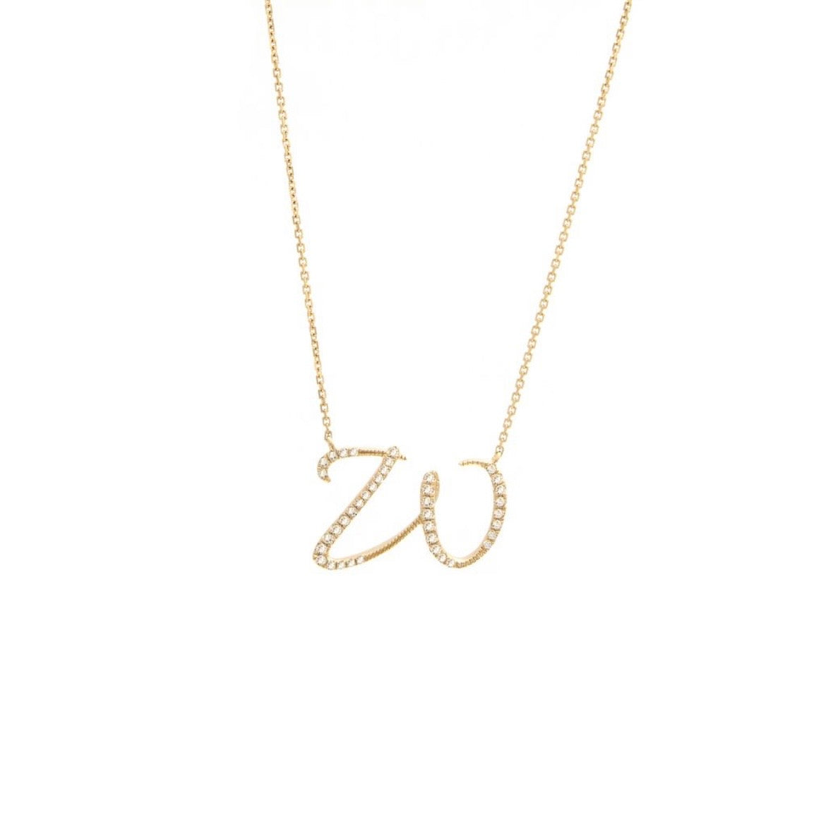 14K Yellow Gold Diamond Initial Necklace (A–Z)