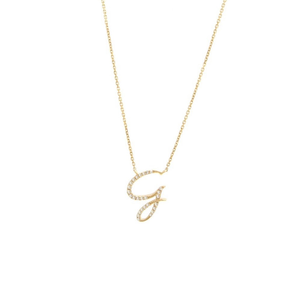 14K Yellow Gold Diamond Initial Necklace (A–Z)