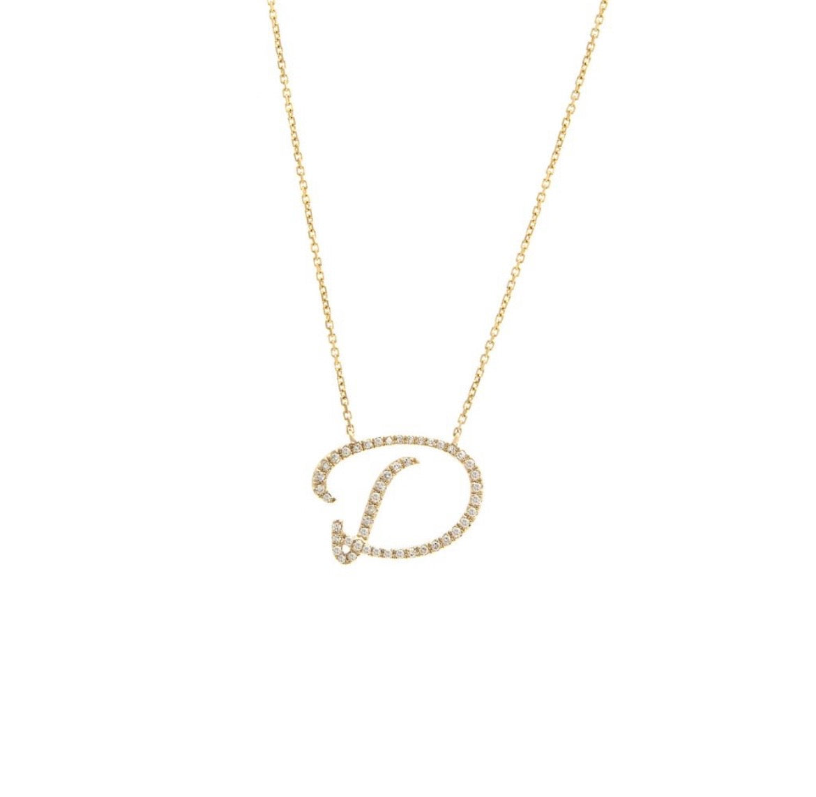 14K Yellow Gold Diamond Initial Necklace (A–Z)