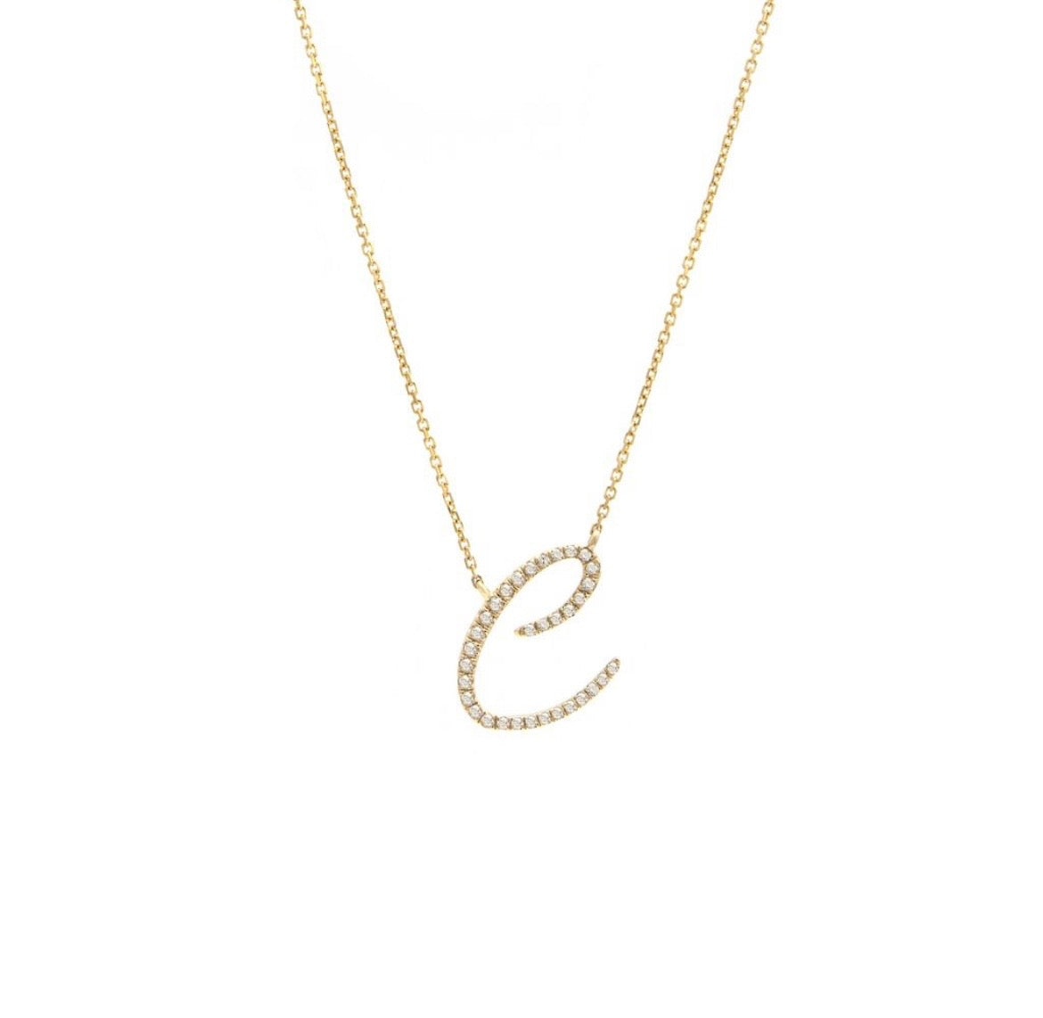 14K Yellow Gold Diamond Initial Necklace (A–Z)