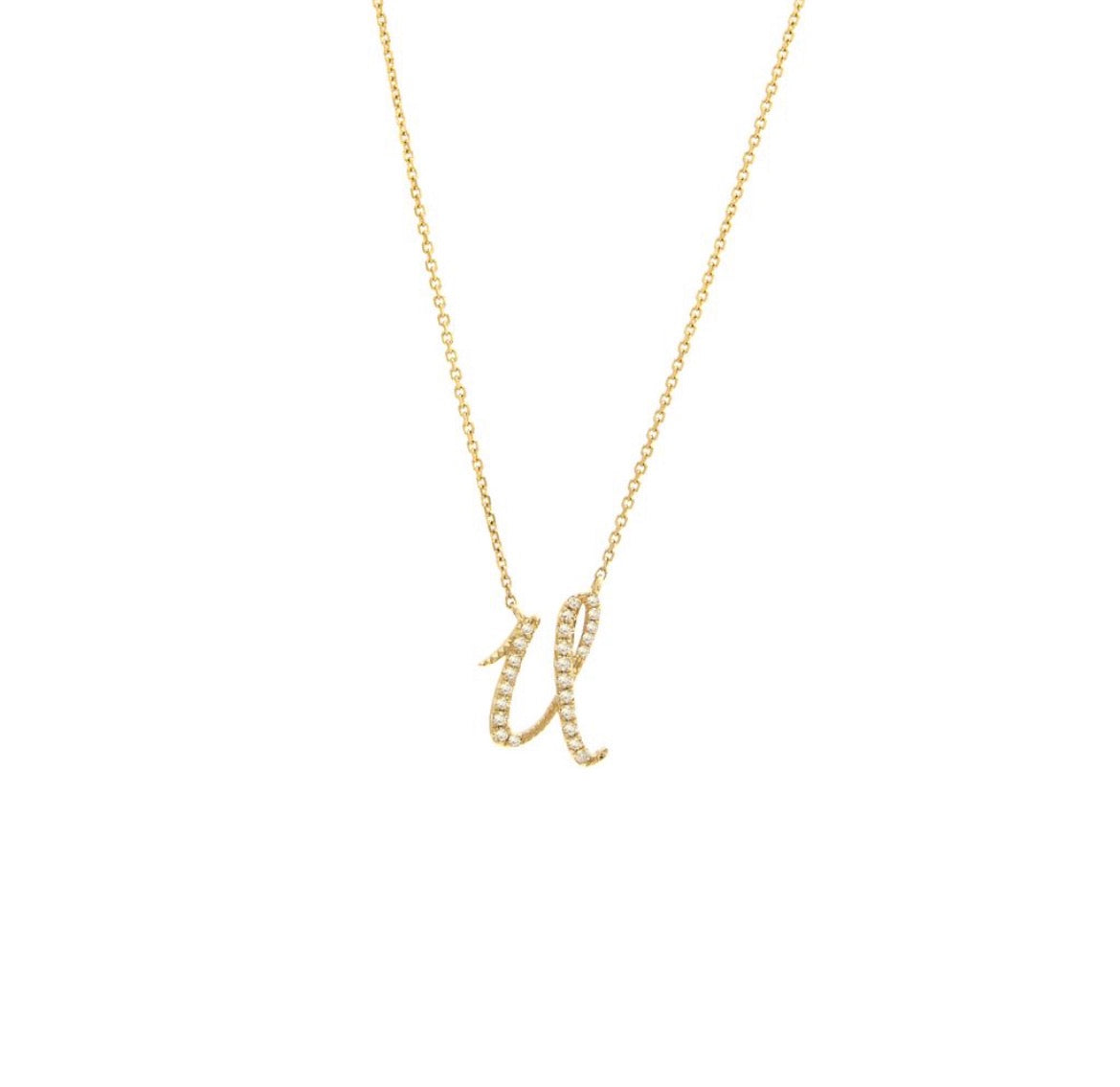 14K Yellow Gold Diamond Initial Necklace (A–Z)