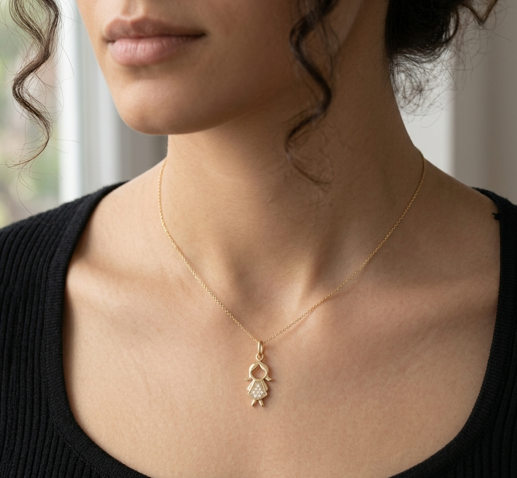 14K Yellow Gold Boy Diamond Pendant