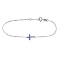 Sterling Silver Bracelet & Sapphire Cross