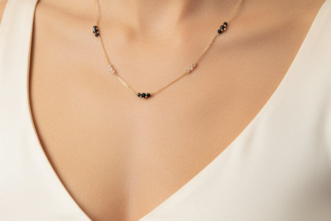 14K Yellow Gold  Sapphire & Diamonds Necklace