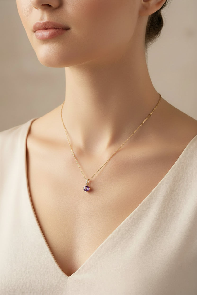 14K Yellow Gold Pendant with Interchangeable Gemstones
