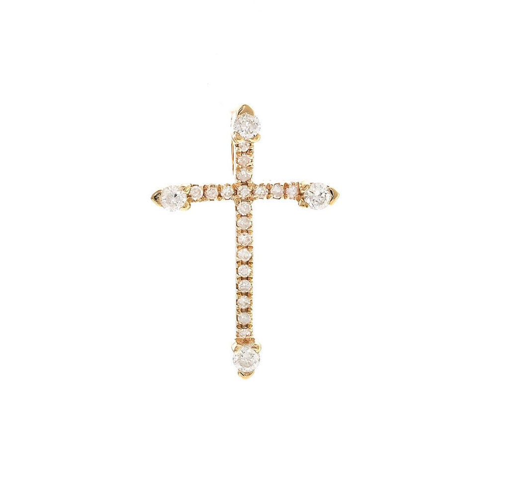 14K Yellow Gold Cross Pendant with Diamonds
