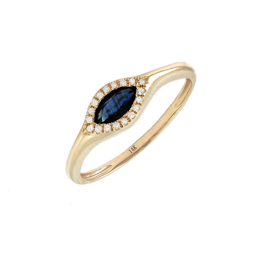 14K Yellow Gold Sapphire & Diamond Ring