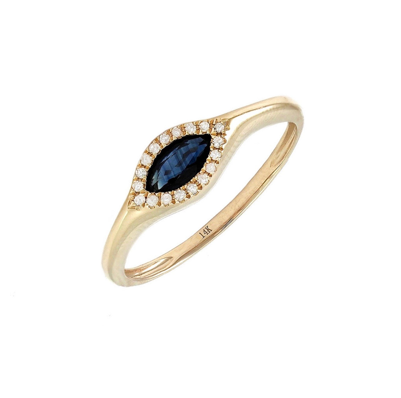 14K Yellow Gold Sapphire & Diamond Ring